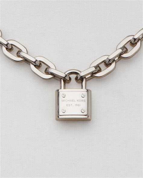 michael kors chain link padlock toggle necklace|Precious Metal.